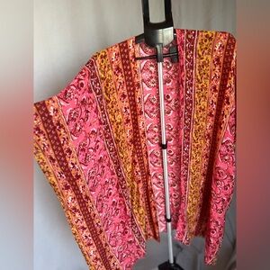 Elegant Pink and Orange Women's Poncho